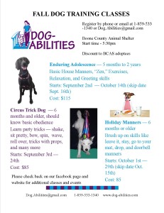 Fall Dog Training Classes 2014